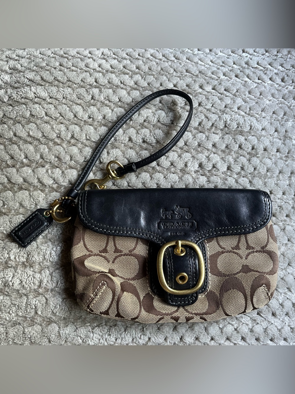 Coach y2k Signature Wristlet Brown EUC